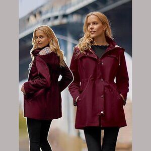 SAPHIROSE Women's Long Hooded Jacket Raincoat Windbreaker | Size M | $60